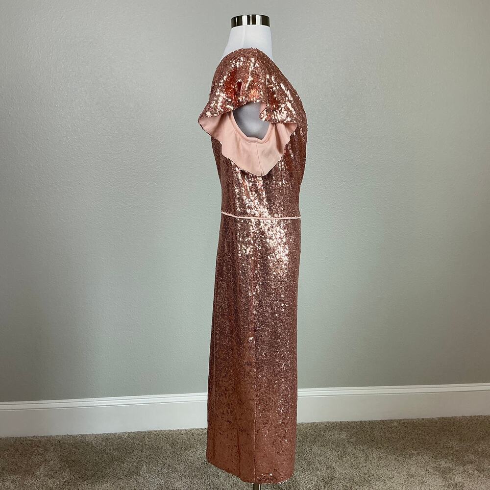 Mac Duggal 71062 Rose Gold Cocktail Dress Sequin One Shoulder Sheath Size 12 - Picture 6 of 13